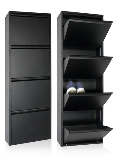 Asir Pantofar din metal, cu 4 usi, Ggmba YK 4003 Negru, l50xA15xH137 cm