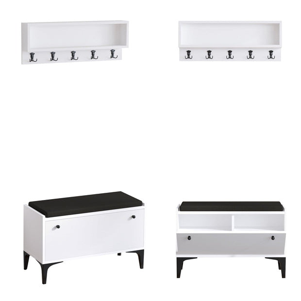 Asir Pantofar din pal, cu 1 usa, Scoty Alb / Negru, l80xA35xH49 cm