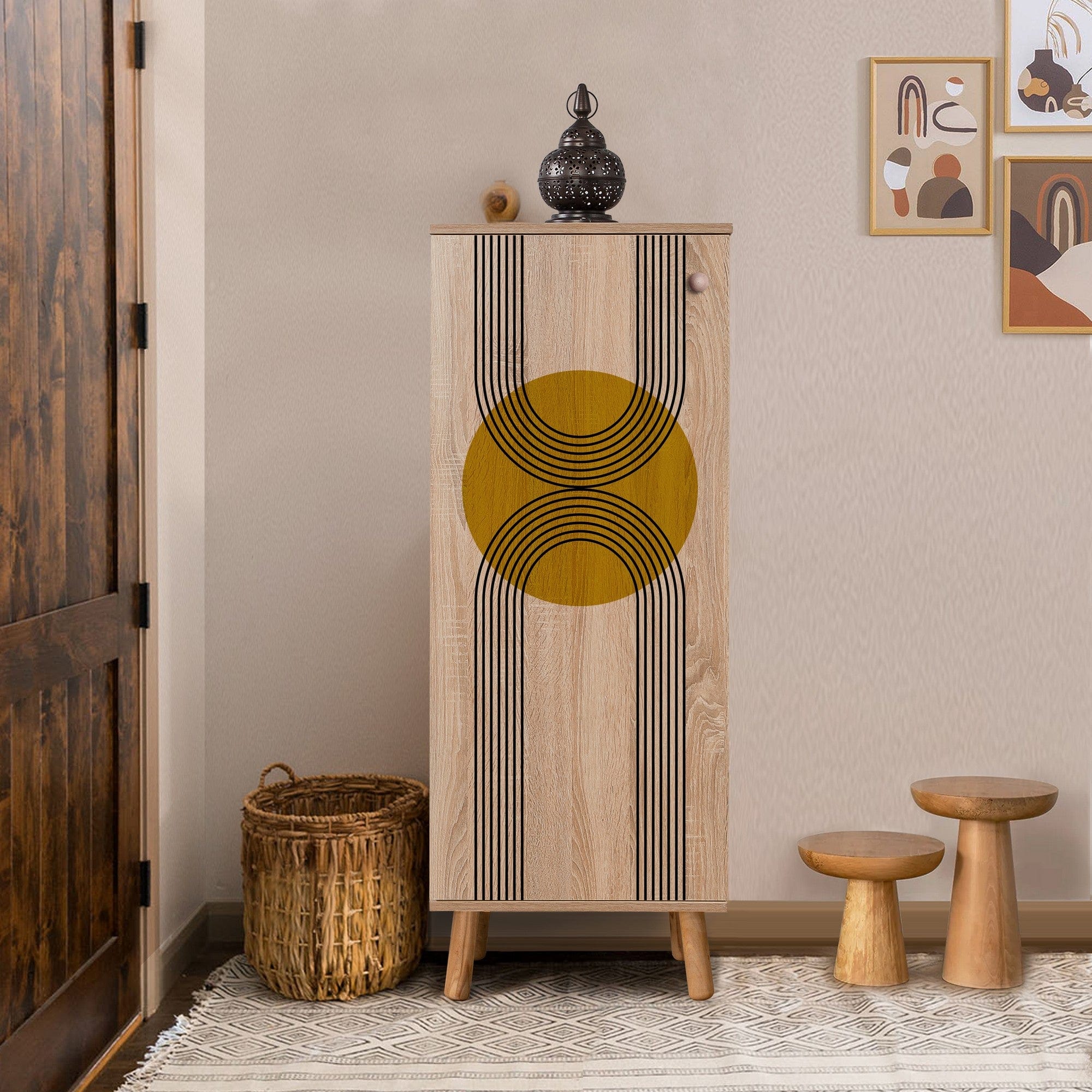 Pantofar din pal si lemn, cu 2 usi, Vegas S-907 Stejar Sonoma, l50xA38xH135 cm (1)