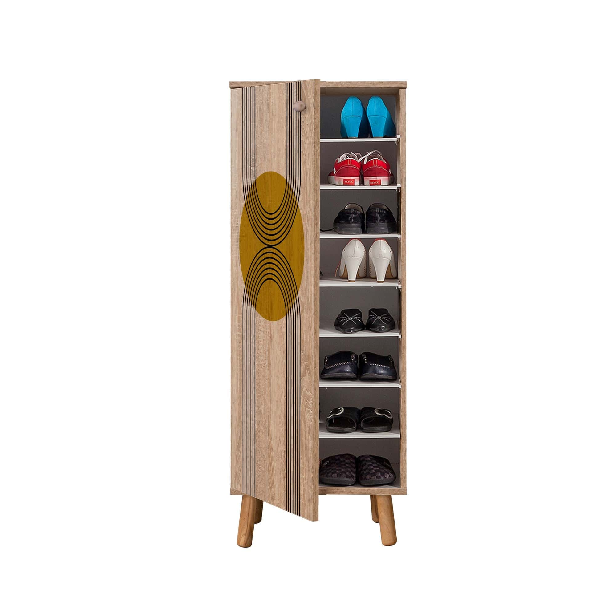 Pantofar din pal si lemn, cu 2 usi, Vegas S-907 Stejar Sonoma, l50xA38xH135 cm (3)