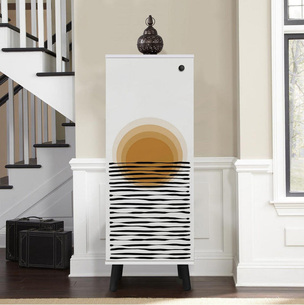 Pantofar din pal si lemn, cu 2 usi, Vegas SB-945 Alb / Negru, l50xA38xH135 cm (1)