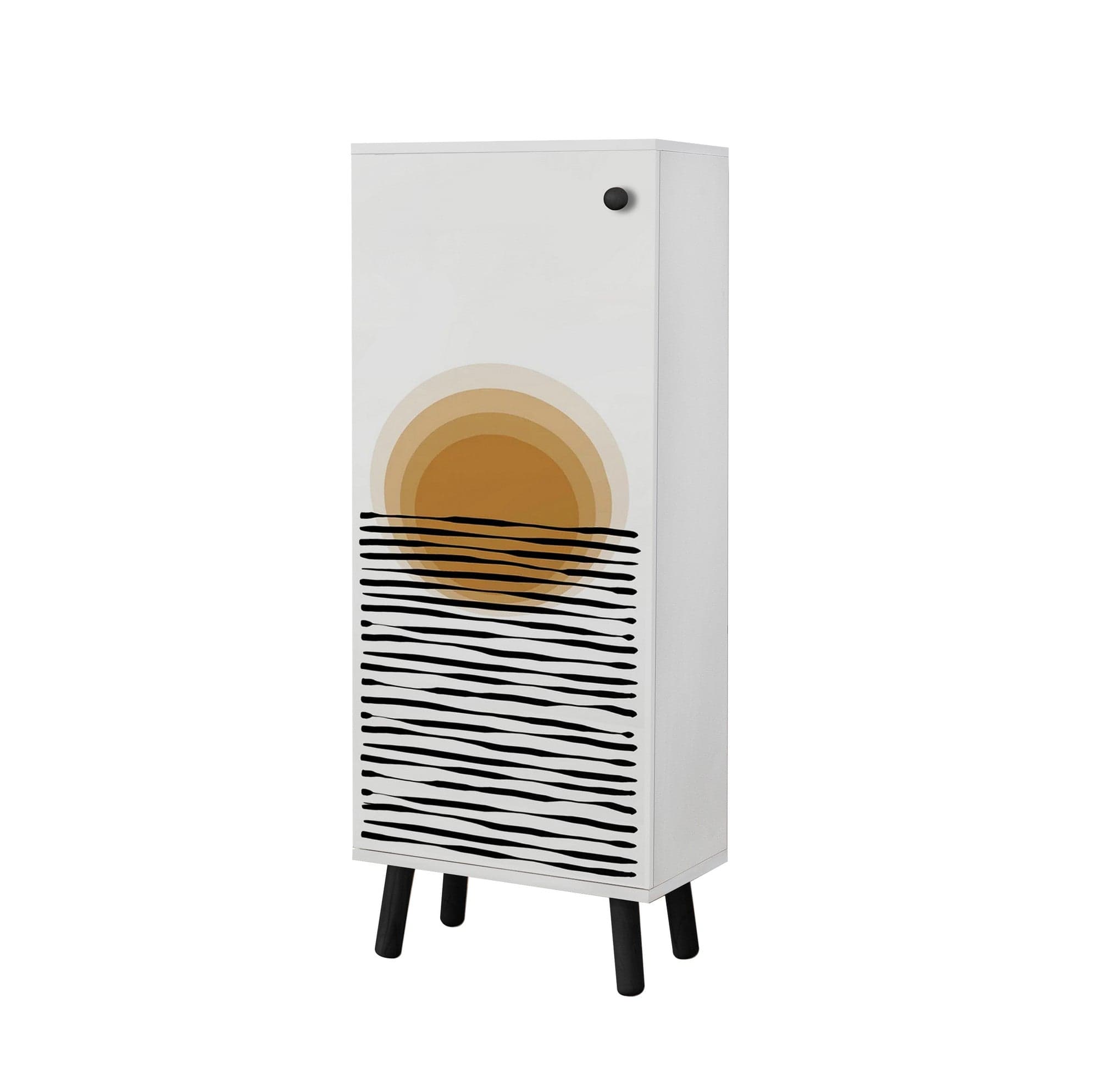 Pantofar din pal si lemn, cu 2 usi, Vegas SB-945 Alb / Negru, l50xA38xH135 cm (2)