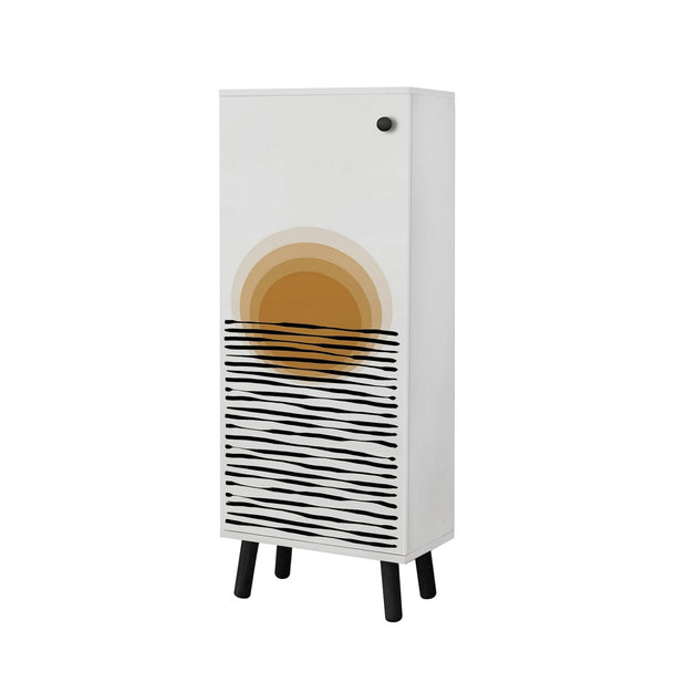 Pantofar din pal si lemn, cu 2 usi, Vegas SB-945 Alb / Negru, l50xA38xH135 cm (2)