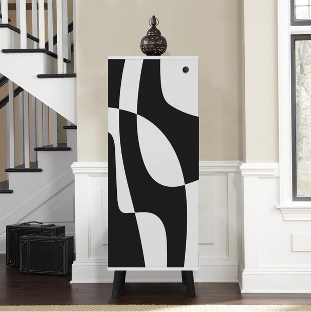 Pantofar din pal si lemn, cu 2 usi, Vegas SB-960 Alb / Negru, l50xA38xH135 cm (1)