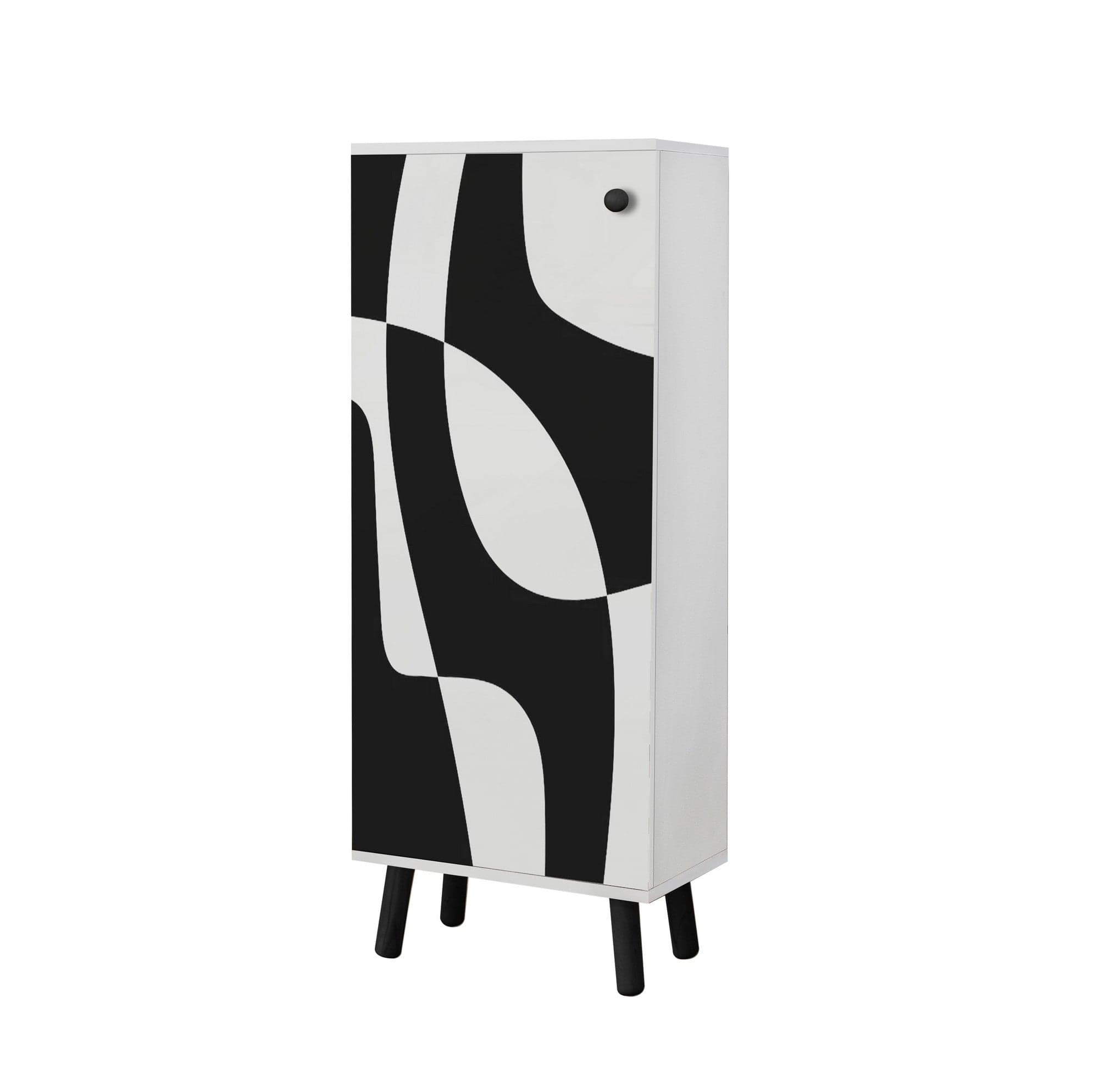 Pantofar din pal si lemn, cu 2 usi, Vegas SB-960 Alb / Negru, l50xA38xH135 cm (2)