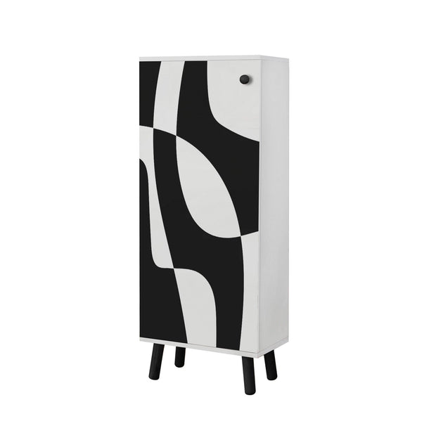 Pantofar din pal si lemn, cu 2 usi, Vegas SB-960 Alb / Negru, l50xA38xH135 cm (2)