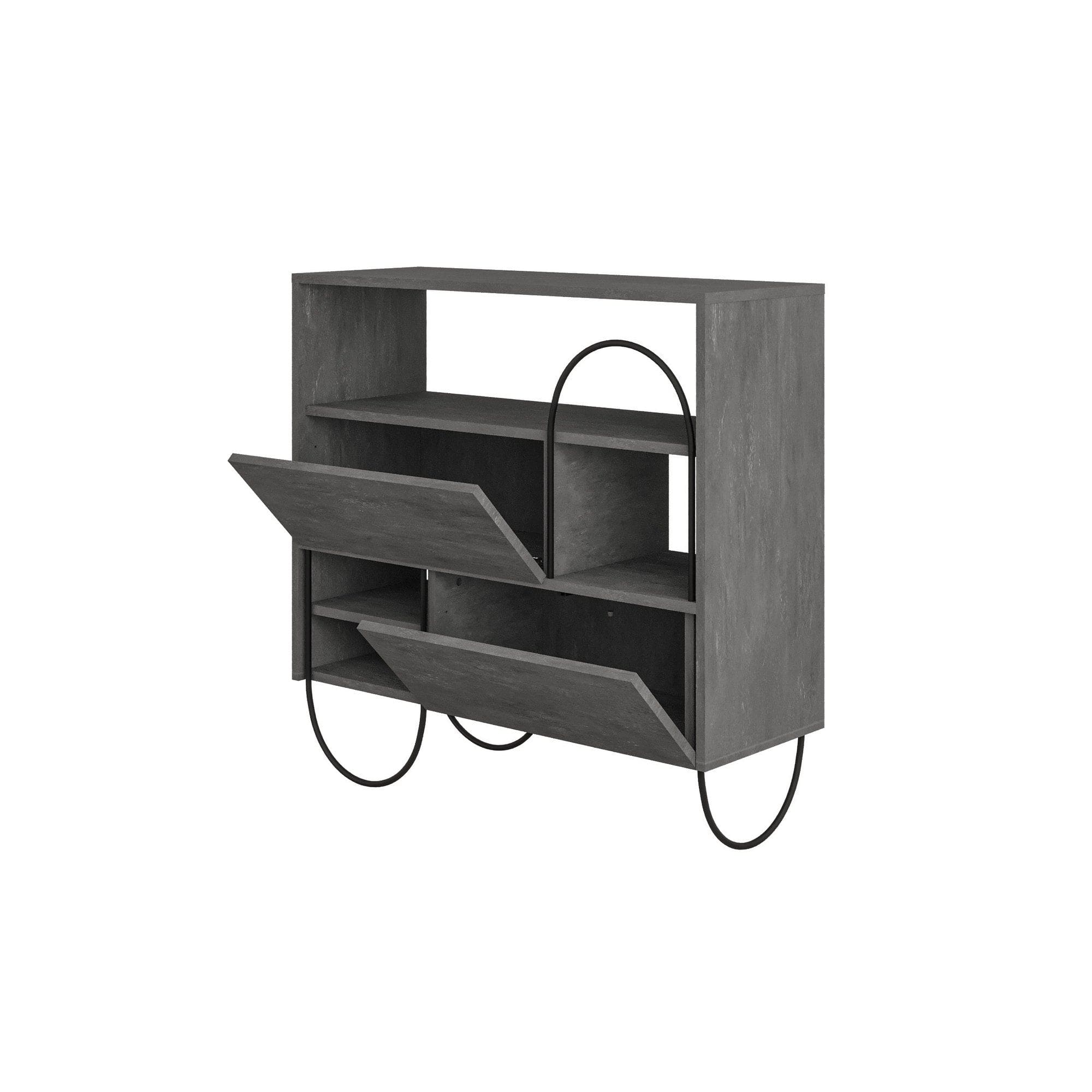 Pantofar din pal si metal, cu 2 usi, Norfolk Gri, l97xA35xH94,5 cm (3)