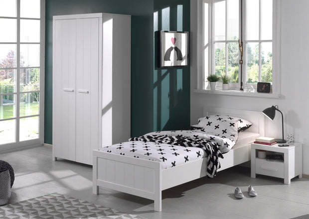 Pat din lemn de pin si MDF pentru copii Erik Alb, 200 x 90 cm (1)