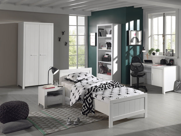 Pat din lemn de pin si MDF pentru copii Erik Alb, 200 x 90 cm (2)