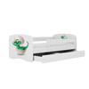 Kocot Kids Pat din pal, cu 1 sertar, pentru copii, Baby Dino III Alb