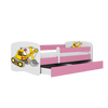 Kocot Kids Pat din pal, cu 1 sertar, pentru copii, Digger III Roz / Alb