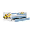 Kocot Kids Pat din pal, cu 1 sertar, pentru copii, Digger IV Albastru / Alb