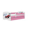 Kocot Kids 140 x 70 cm Pat din pal, cu 1 sertar, pentru copii, Formula III Roz / Alb