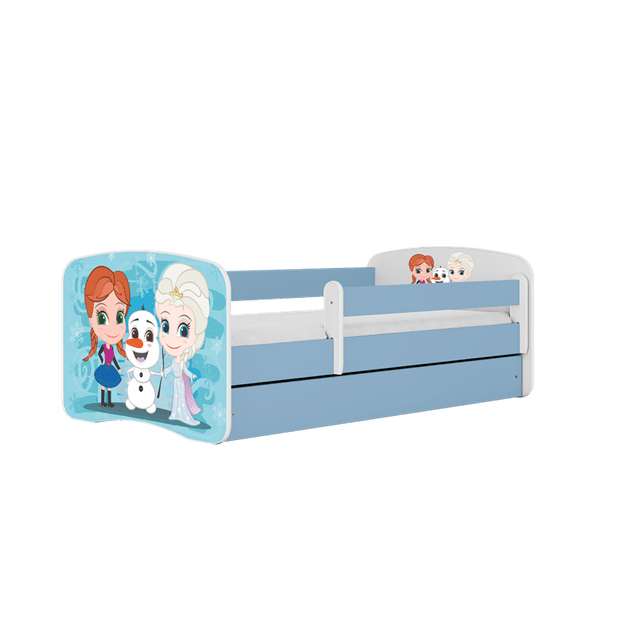 Kocot Kids Pat din pal, cu 1 sertar, pentru copii, Frozen Land IV Albastru / Alb