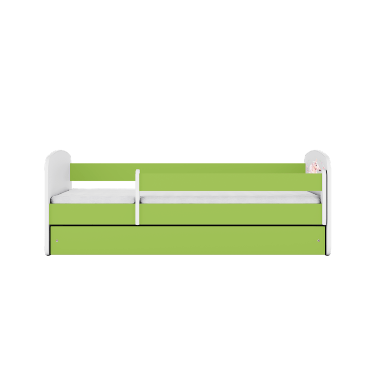 Kocot Kids Pat din pal, cu 1 sertar, pentru copii, Horse IV Verde / Alb