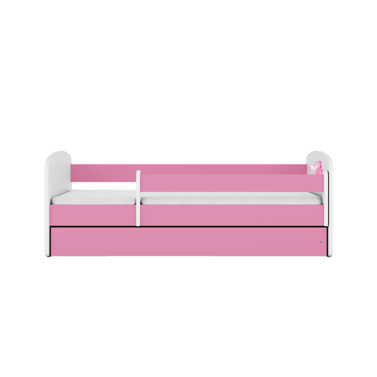 Kocot Kids Pat din pal, cu 1 sertar, pentru copii, Princess With Horse III Roz / Alb