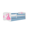 Kocot Kids 140 x 70 cm Pat din pal, cu 1 sertar, pentru copii, Princess With Horse IV Albastru / Alb