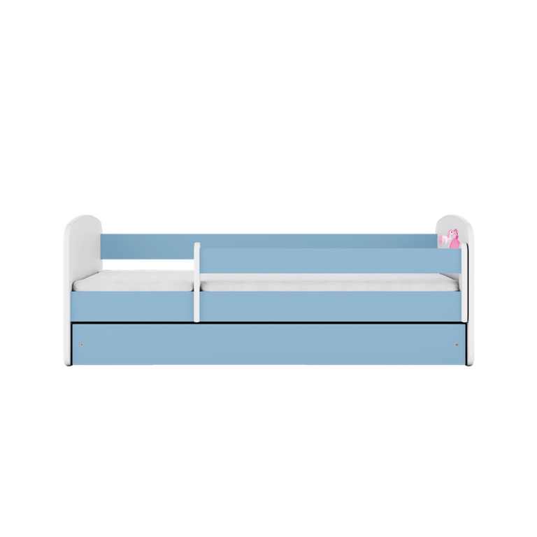 Kocot Kids Pat din pal, cu 1 sertar, pentru copii, Princess With Horse IV Albastru / Alb