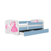 Kocot Kids Pat din pal, cu 1 sertar, pentru copii, Princess With Horse IV Albastru / Alb