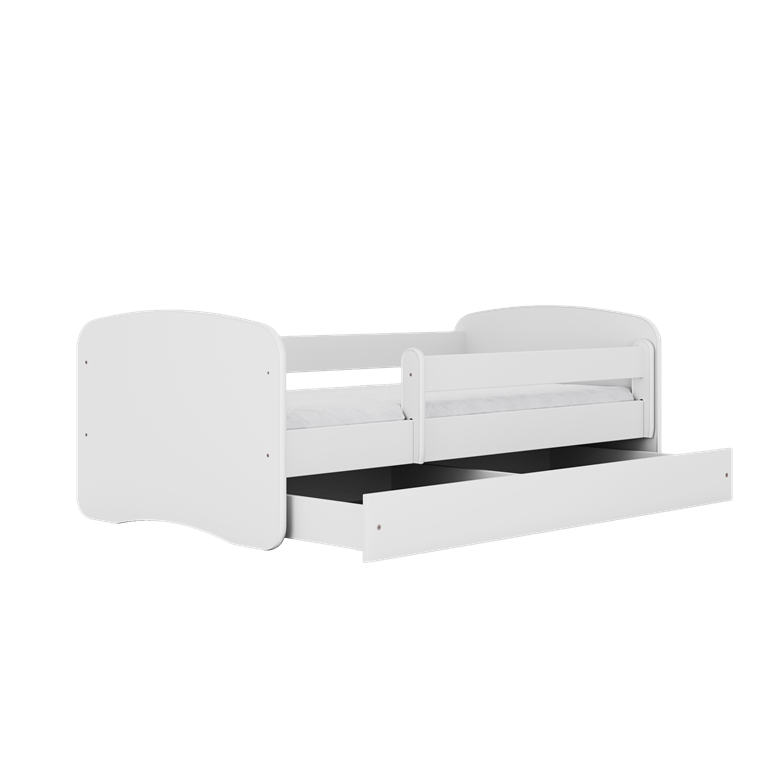 Kocot Kids Pat din pal, cu 1 sertar, pentru copii, Simple IV Alb