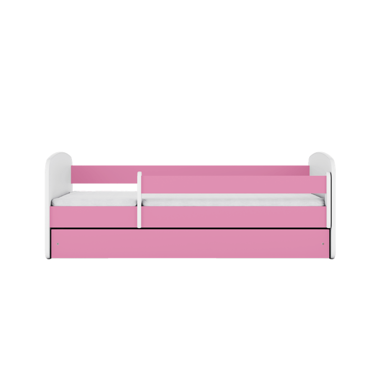 Kocot Kids Pat din pal, cu 1 sertar, pentru copii, Simple IV Roz / Alb