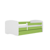 Kocot Kids 140 x 70 cm Pat din pal, cu 1 sertar, pentru copii, Simple IV Verde / Alb
