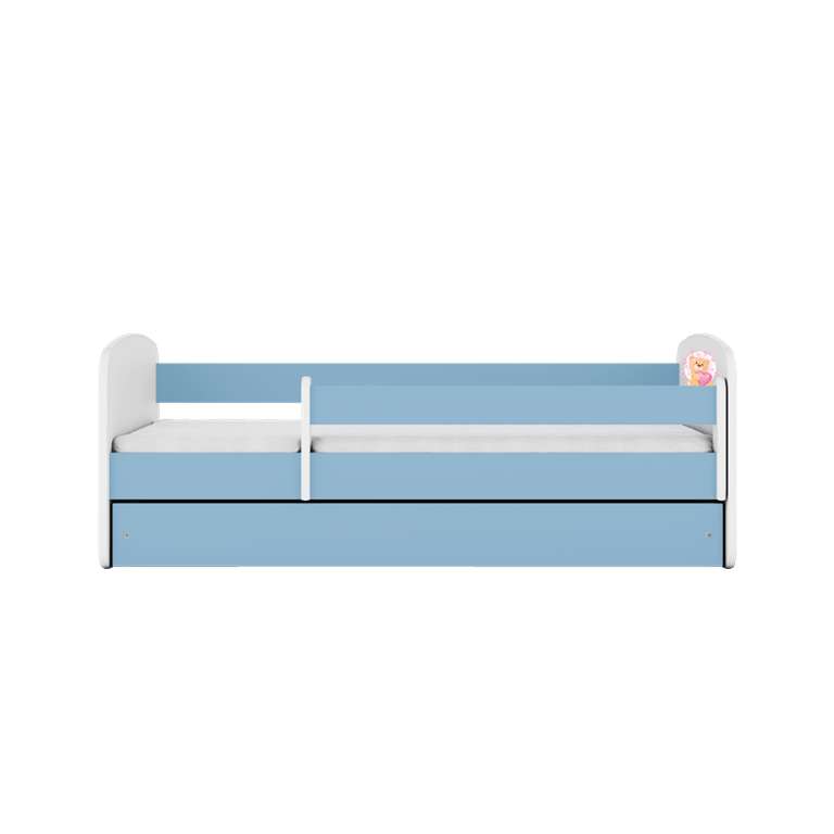 Kocot Kids Pat din pal, cu 1 sertar, pentru copii, Teddybear Butterflies IV Albastru / Alb