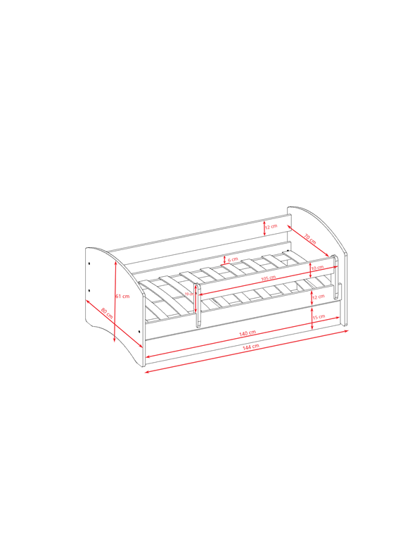 Kocot Kids Pat din pal, cu 1 sertar, pentru copii, Teddybear Flowers III Verde / Alb