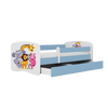 Kocot Kids Pat din pal, cu 1 sertar, pentru copii, Zoo III Albastru / Alb