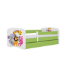 Kocot Kids Pat din pal, cu 1 sertar, pentru copii, Zoo III Verde / Alb