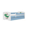 Kocot Kids 140 x 70 cm Pat din pal pentru copii, Baby Dino I Albastru / Alb