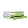 Kocot Kids Pat din pal pentru copii, Baby Elephant I Verde / Alb