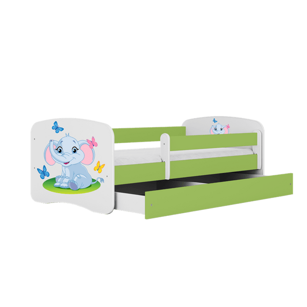 Kocot Kids Pat din pal pentru copii, Baby Elephant II Verde / Alb