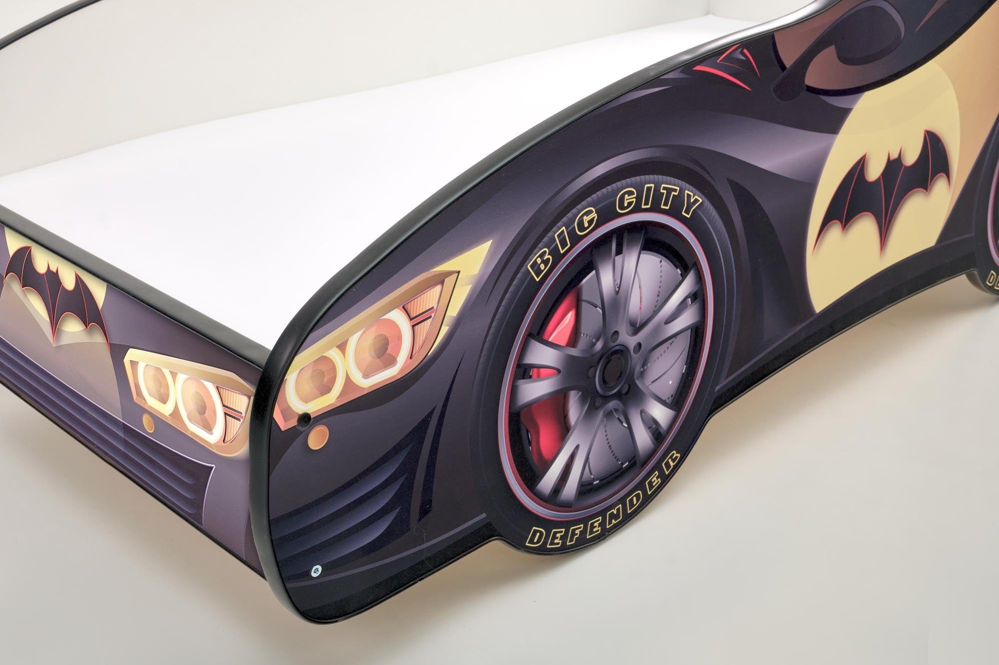 Pat din pal pentru copii Batcar Negru, 140 x 70 cm (5)