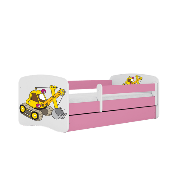 Kocot Kids 140 x 70 cm Pat din pal pentru copii, Digger II Roz / Alb