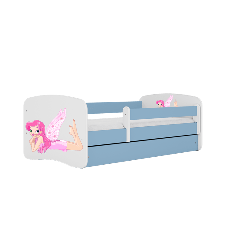 Kocot Kids 140 x 70 cm Pat din pal pentru copii, Fairy With Wings I Albastru / Alb