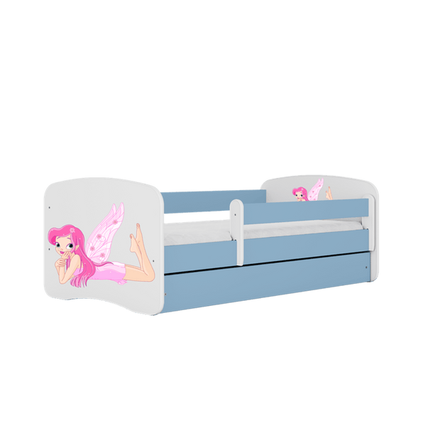 Kocot Kids 140 x 70 cm Pat din pal pentru copii, Fairy With Wings I Albastru / Alb