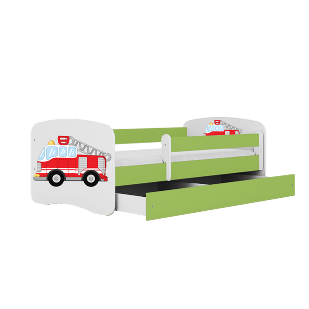 Kocot Kids Pat din pal pentru copii, Fire Brigade I Verde / Alb