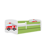 Kocot Kids 140 x 70 cm Pat din pal pentru copii, Fire Brigade II Verde / Alb