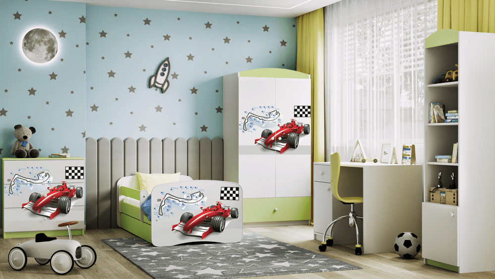 Kocot Kids Pat din pal pentru copii, Formula II Verde / Alb