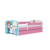 Kocot Kids 140 x 70 cm Pat din pal pentru copii, Frozen Land II Roz / Alb