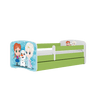 Kocot Kids 140 x 70 cm Pat din pal pentru copii, Frozen Land II Verde / Alb