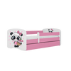 Kocot Kids 140 x 70 cm Pat din pal pentru copii, Panda II Roz / Alb