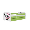 Kocot Kids 140 x 70 cm Pat din pal pentru copii, Panda II Verde / Alb
