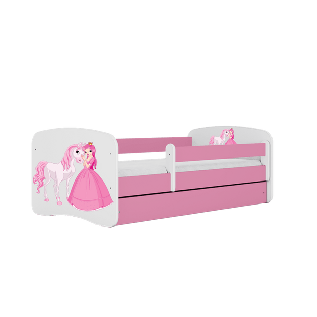 Kocot Kids 140 x 70 cm Pat din pal pentru copii, Princess With Horse II Roz / Alb