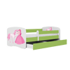 Kocot Kids Pat din pal pentru copii, Princess With Horse II Verde / Alb