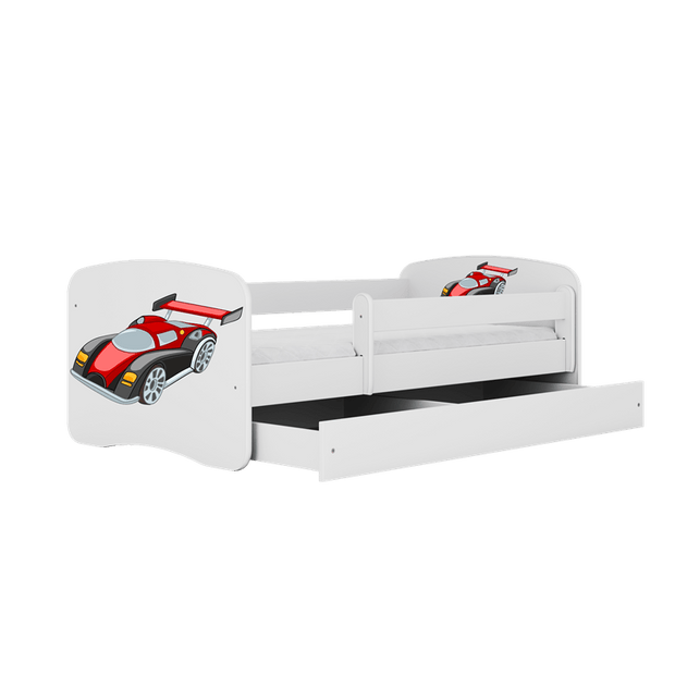 Kocot Kids Pat din pal pentru copii, Racing Car I Alb