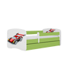 Kocot Kids 140 x 70 cm Pat din pal pentru copii, Racing Car I Verde / Alb