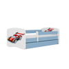 Kocot Kids 140 x 70 cm Pat din pal pentru copii, Racing Car II Albastru / Alb
