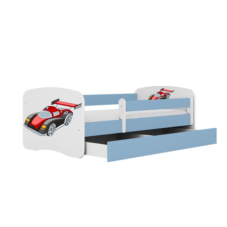 Kocot Kids Pat din pal pentru copii, Racing Car II Albastru / Alb